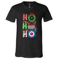 Curling Player Xmas Curling Broom Curler Christmas Curling Funny Gift V-Neck T-Shirt