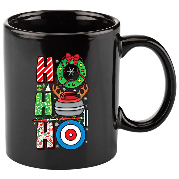 Curling Player Xmas Curling Broom Curler Christmas Curling Funny Gift 11oz C Handle Ceramic Mug