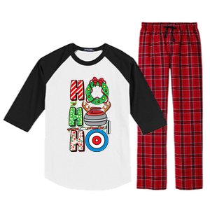 Curling Player Xmas Curling Broom Curler Christmas Curling Funny Gift Raglan Sleeve Pajama Set