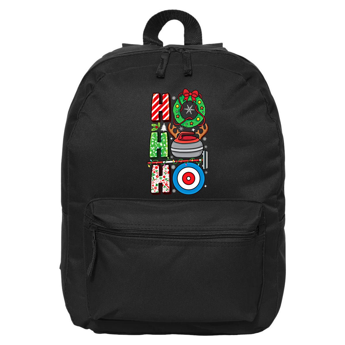 Curling Player Xmas Curling Broom Curler Christmas Curling Funny Gift 16 in Basic Backpack