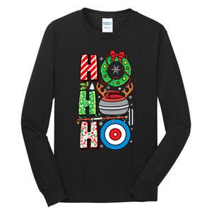 Curling Player Xmas Curling Broom Curler Christmas Curling Funny Gift Tall Long Sleeve T-Shirt