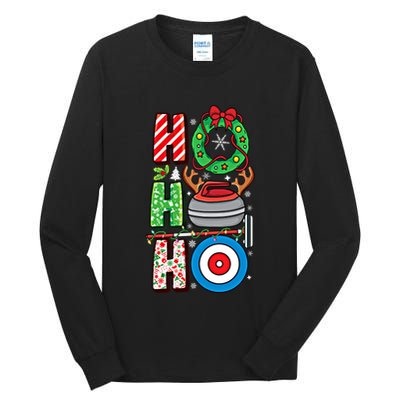 Curling Player Xmas Curling Broom Curler Christmas Curling Funny Gift Tall Long Sleeve T-Shirt