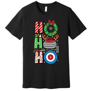 Curling Player Xmas Curling Broom Curler Christmas Curling Funny Gift Premium T-Shirt