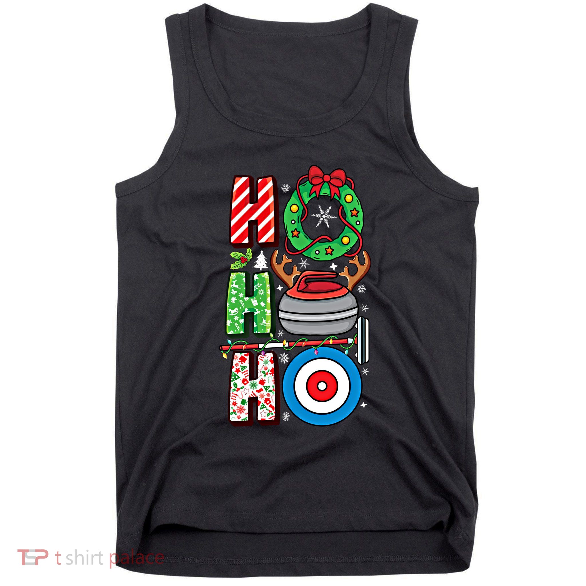 Curling Player Xmas Curling Broom Curler Christmas Curling Funny Gift Tank Top