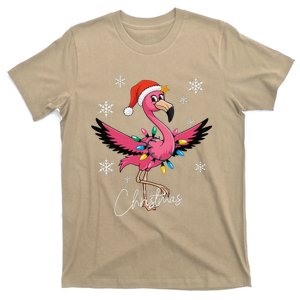 Cute Pin.K Xmas Light Pin.K Flamingo Santa Hat Christmas Girl T-Shirt