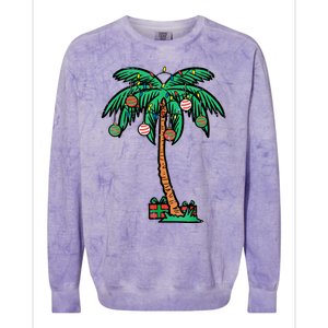 Christmas Palm Xmas Tree Tropical Beach Hawaii Colorblast Crewneck Sweatshirt