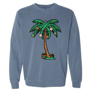 Christmas Palm Xmas Tree Tropical Beach Hawaii Garment-Dyed Sweatshirt