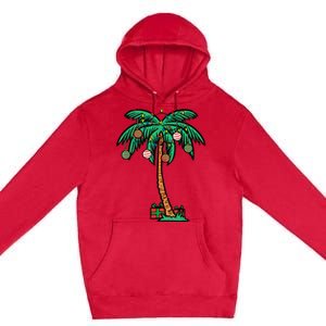 Christmas Palm Xmas Tree Tropical Beach Hawaii Premium Pullover Hoodie