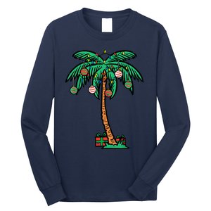 Christmas Palm Xmas Tree Tropical Beach Hawaii Long Sleeve Shirt