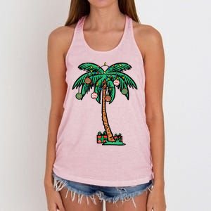 Christmas Palm Xmas Tree Tropical Beach Hawaii Cool Gift Women's Knotted Racerback Tank