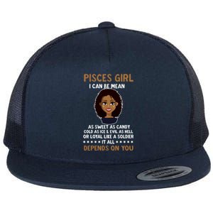 Cute Pisces Zodiac Sign Funny Quote Present Gift Flat Bill Trucker Hat