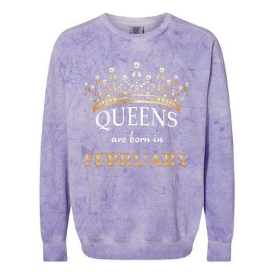 Cute Queens Are Born In February Birthday Wo Gift Colorblast Crewneck Sweatshirt