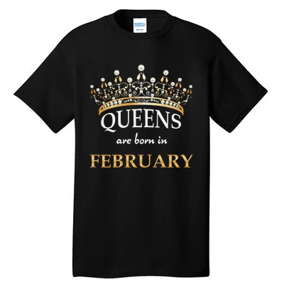 Cute Queens Are Born In February Birthday Wo Gift Tall T-Shirt