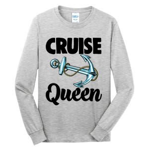 Cruise Queen Anchor Funny Boating Family Cruise Gift Tall Long Sleeve T-Shirt