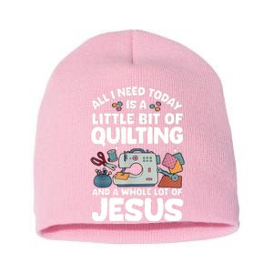 Cool Quilting Art Sewing Quilt Lover Quilter Short Acrylic Beanie