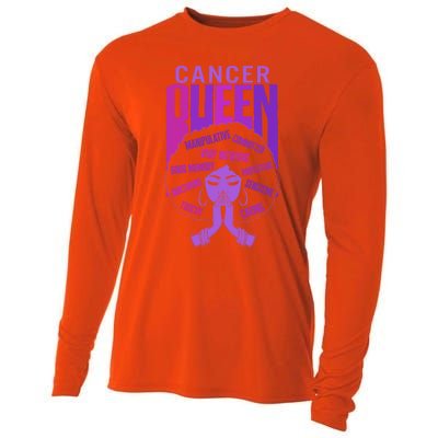 Cancer Queen African American Purple Horoscope Facts Gift Cooling Performance Long Sleeve Crew