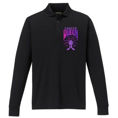 Cancer Queen African American Purple Horoscope Facts Gift Performance Long Sleeve Polo