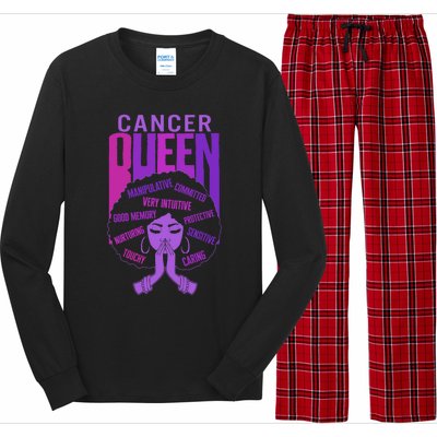 Cancer Queen African American Purple Horoscope Facts Gift Long Sleeve Pajama Set