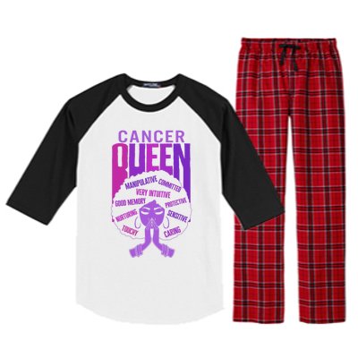 Cancer Queen African American Purple Horoscope Facts Gift Raglan Sleeve Pajama Set