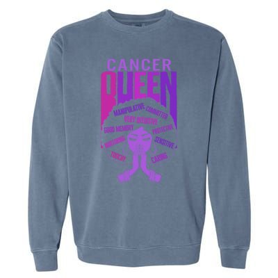 Cancer Queen African American Purple Horoscope Facts Gift Garment-Dyed Sweatshirt