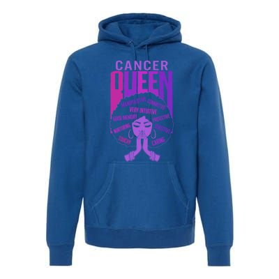 Cancer Queen African American Purple Horoscope Facts Gift Premium Hoodie