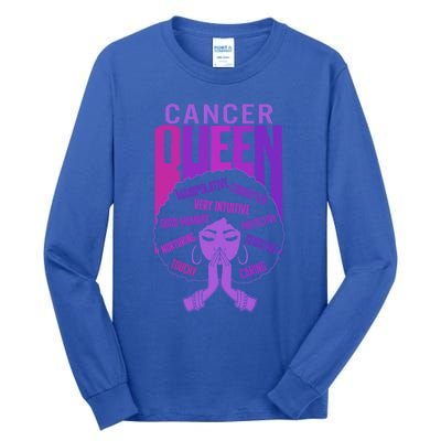 Cancer Queen African American Purple Horoscope Facts Gift Tall Long Sleeve T-Shirt