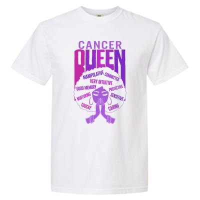 Cancer Queen African American Purple Horoscope Facts Gift Garment-Dyed Heavyweight T-Shirt