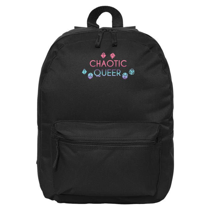 Chaotic Queer Alignment Dice D20 Nerdy Tabletop Adventure 16 in Basic Backpack