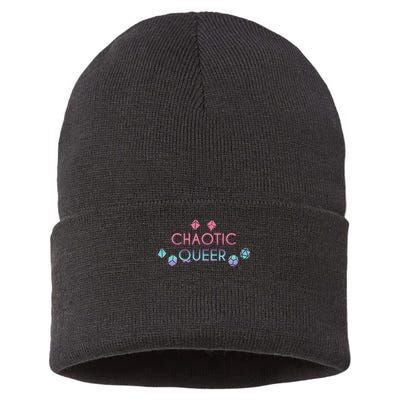 Chaotic Queer Alignment Dice D20 Nerdy Tabletop Adventure Sustainable Knit Beanie
