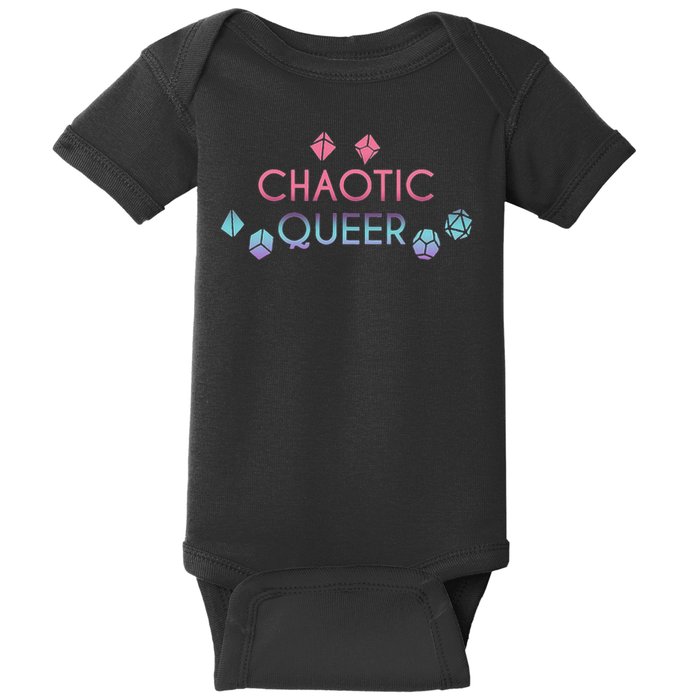 Chaotic Queer Alignment Dice D20 Nerdy Tabletop Adventure Baby Bodysuit