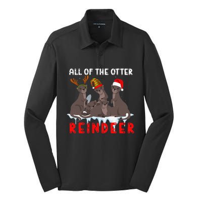 Christmas Quote All Of The Otter Reindeer Silk Touch Performance Long Sleeve Polo