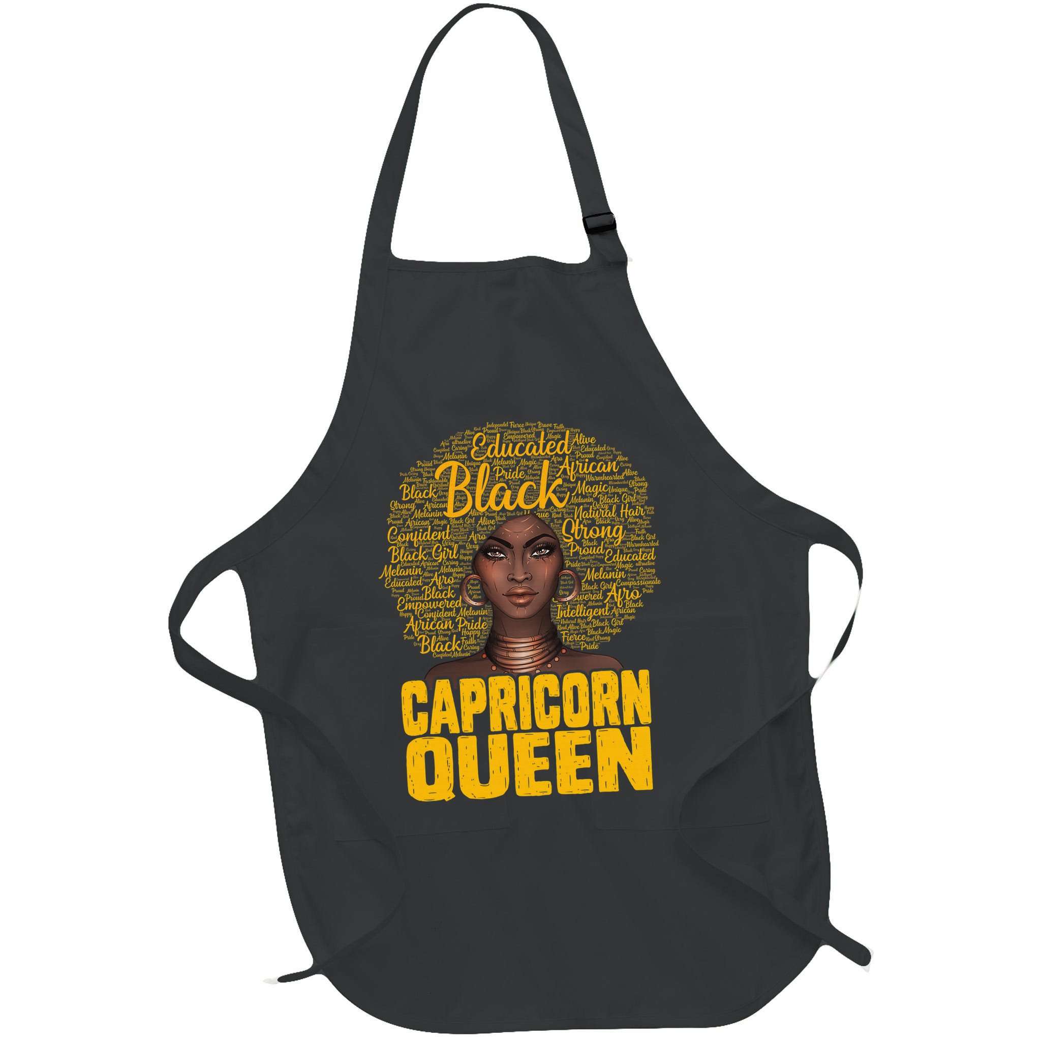 Capricorn Queen Black Woman Natural Hair Afro  Zodiac Apron