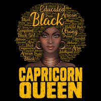 Capricorn Queen Black Woman Natural Hair Afro  Zodiac T-Shirt