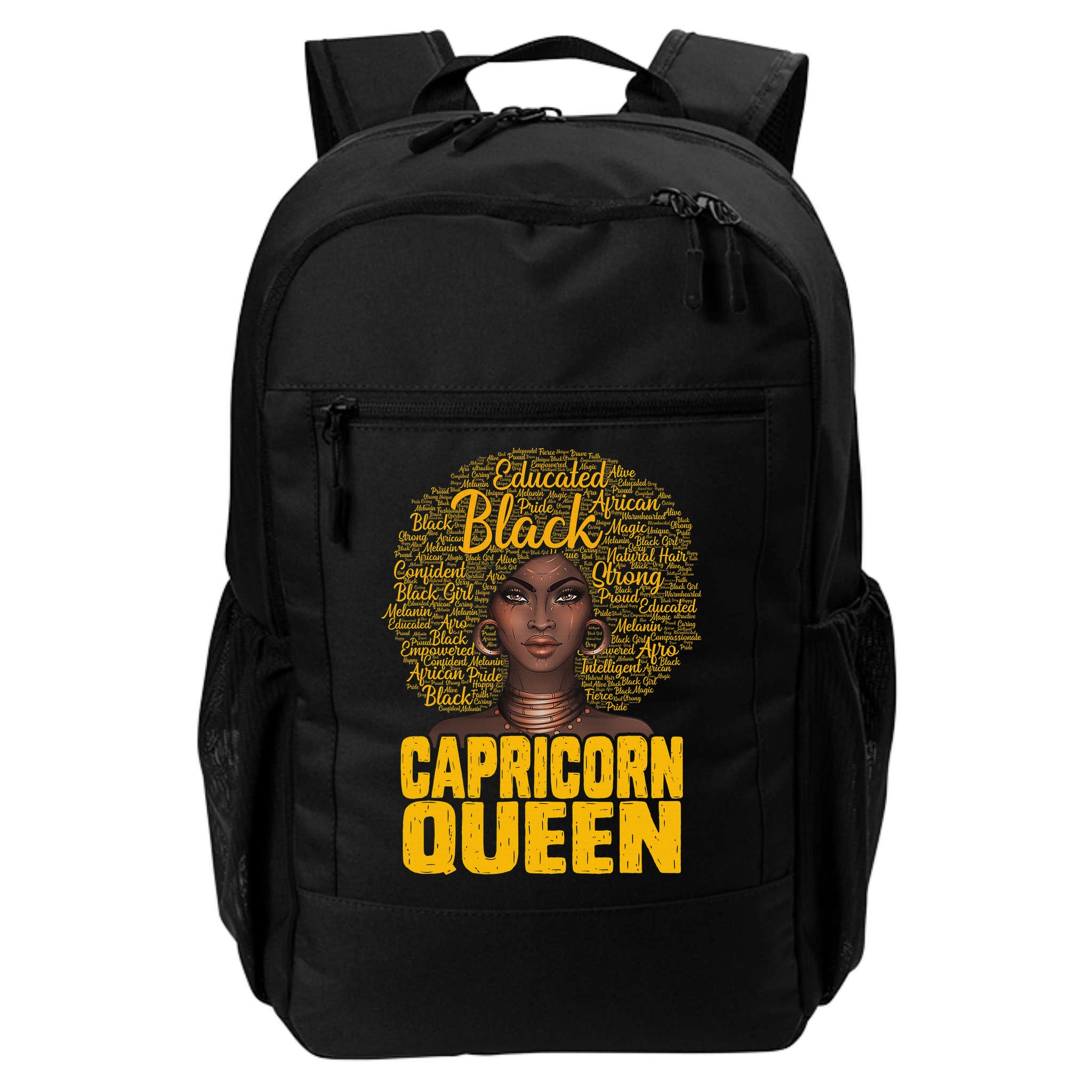 Capricorn Queen Black Woman Natural Hair Afro  Zodiac Backpack