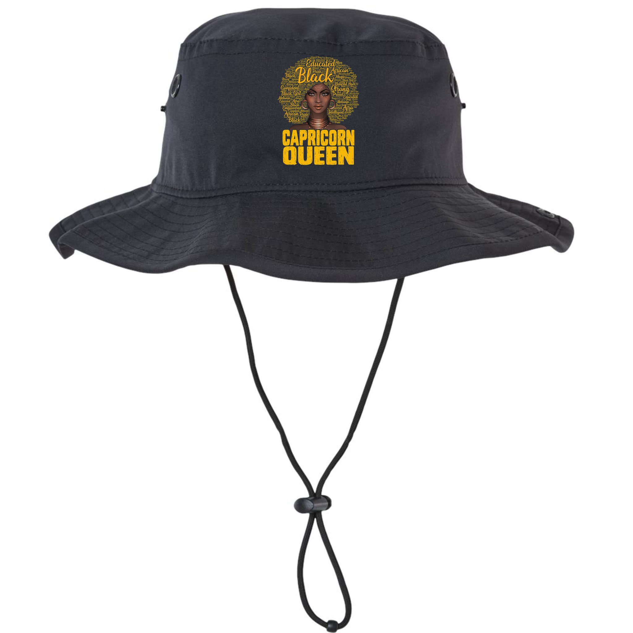 Capricorn Queen Black Woman Natural Hair Afro  Zodiac Bucket Hat