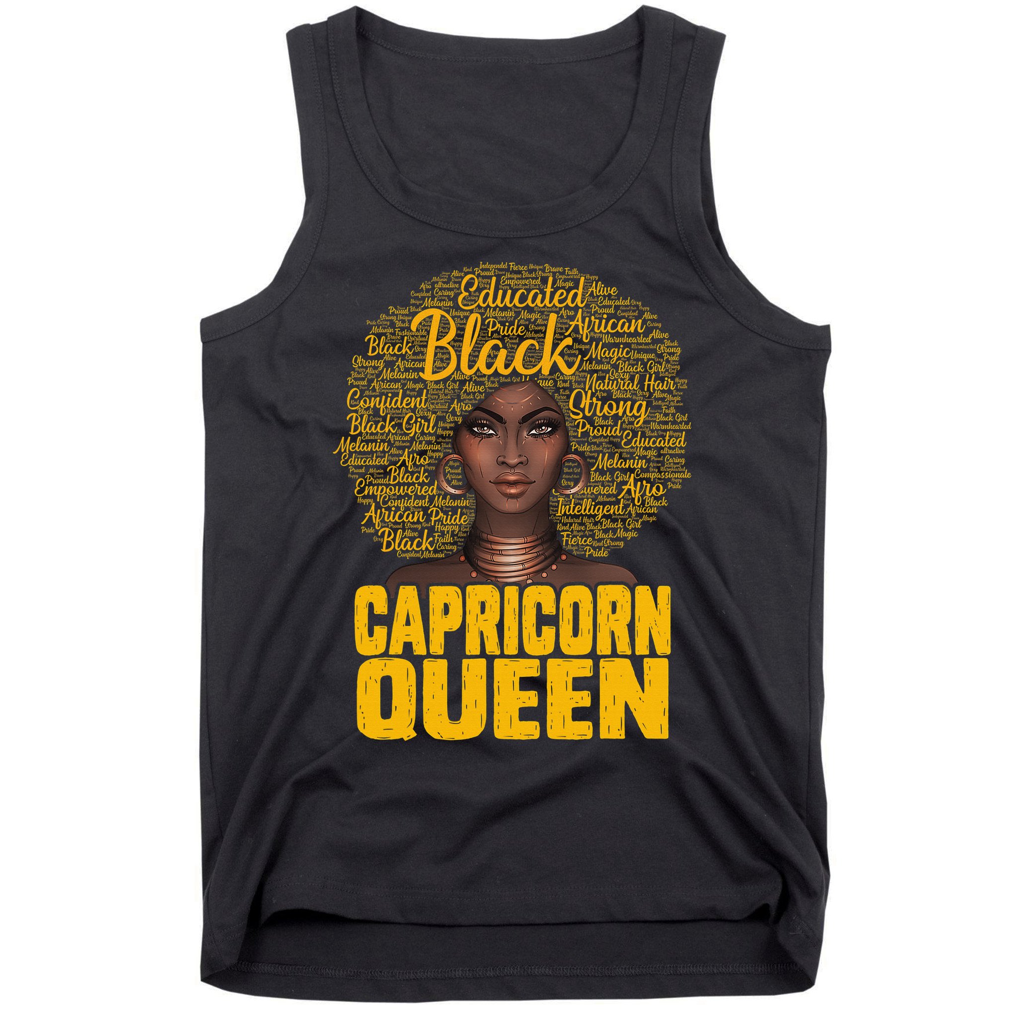 Capricorn Queen Black Woman Natural Hair Afro  Zodiac Tank Top