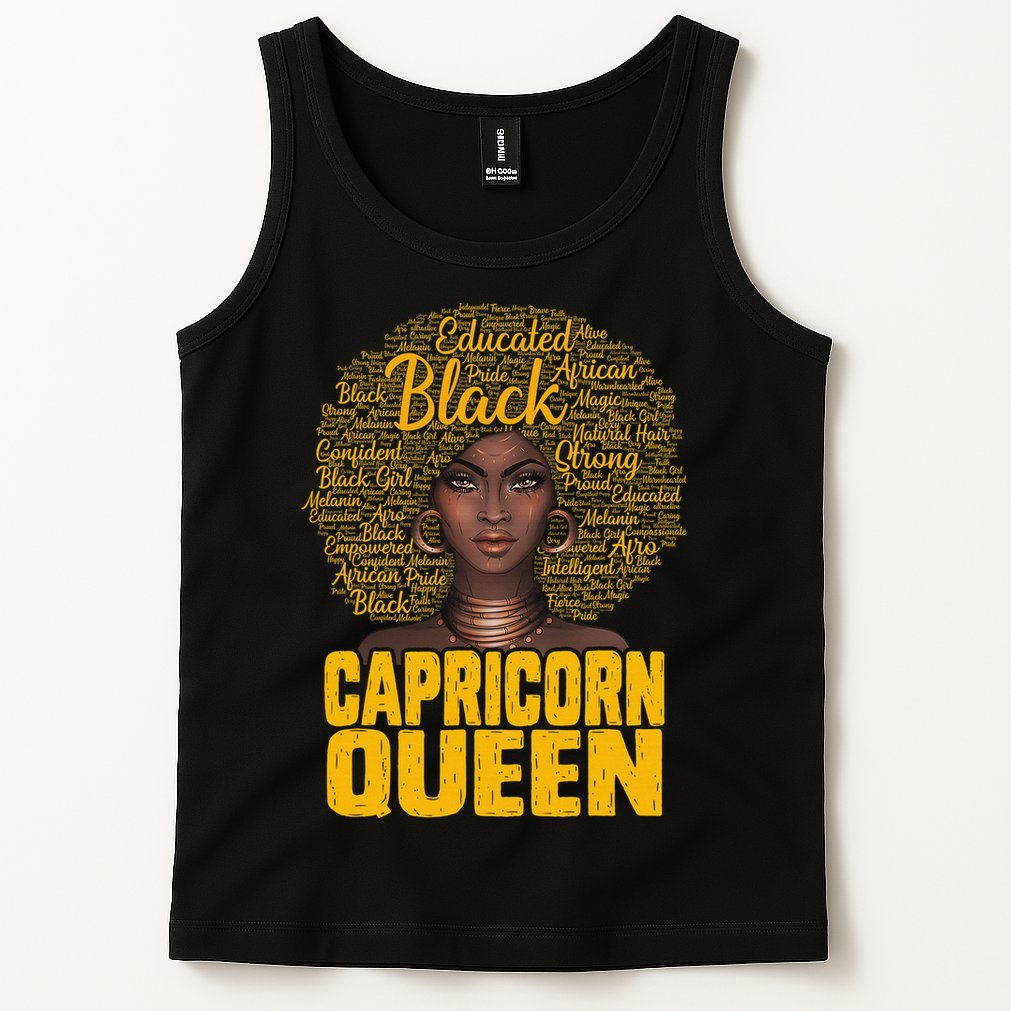 Capricorn Queen Black Woman Natural Hair Afro  Zodiac Tank Top
