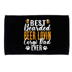 Cool Quote: Best Bearded Beer Lovin Corgi Dad Ever Fathers Day Microfiber Hand Towel