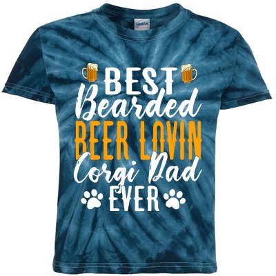 Cool Quote: Best Bearded Beer Lovin Corgi Dad Ever Fathers Day Kids Tie-Dye T-Shirt