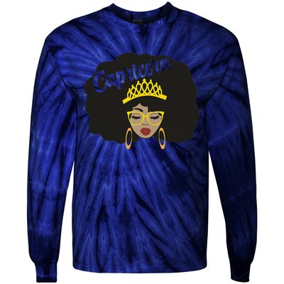  Capricorn Queen Black  Magic Afro Dope Black History Tee  Tie-Dye Long Sleeve Shirt