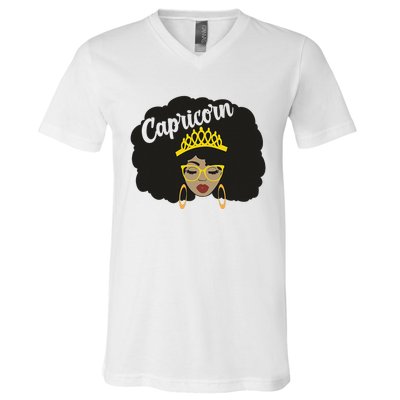  Capricorn Queen Black  Magic Afro Dope Black History Tee  V-Neck T-Shirt