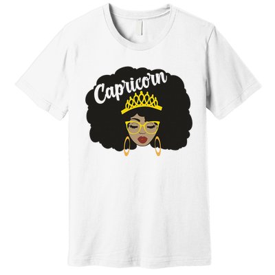  Capricorn Queen Black  Magic Afro Dope Black History Tee  Premium T-Shirt