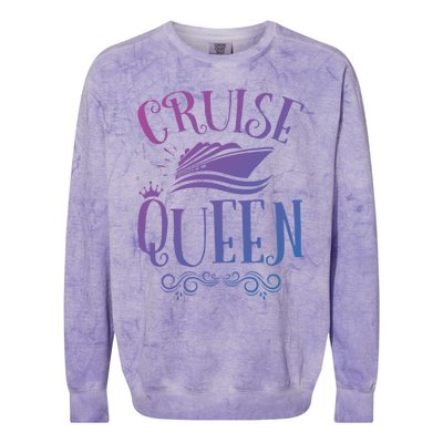 Cruise Queen Cruise Travel Cruising Gift Colorblast Crewneck Sweatshirt