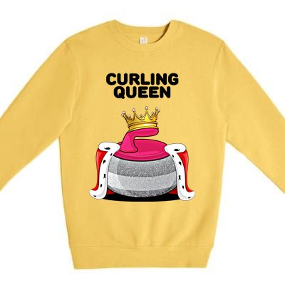 Curling Queen Curling Team Player Curling Great Gift Premium Crewneck Sweatshirt