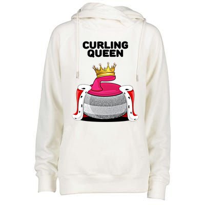 Curling Queen Curling Team Player Curling Great Gift Womens Funnel Neck Pullover Hood