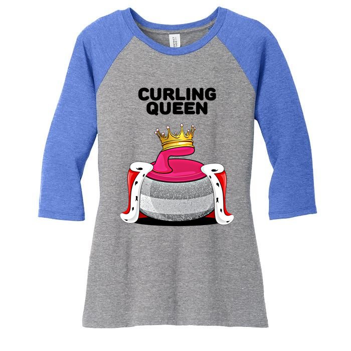 Curling Queen Curling Team Player Curling Great Gift Women's Tri-Blend 3/4-Sleeve Raglan Shirt