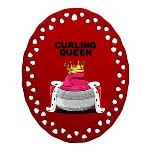 Curling Queen Curling Team Player Curling Great Gift Ceramic Oval Ornament