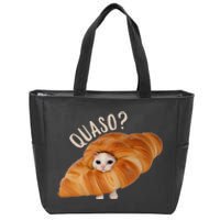 Croissant Quasocat Zip Tote Bag