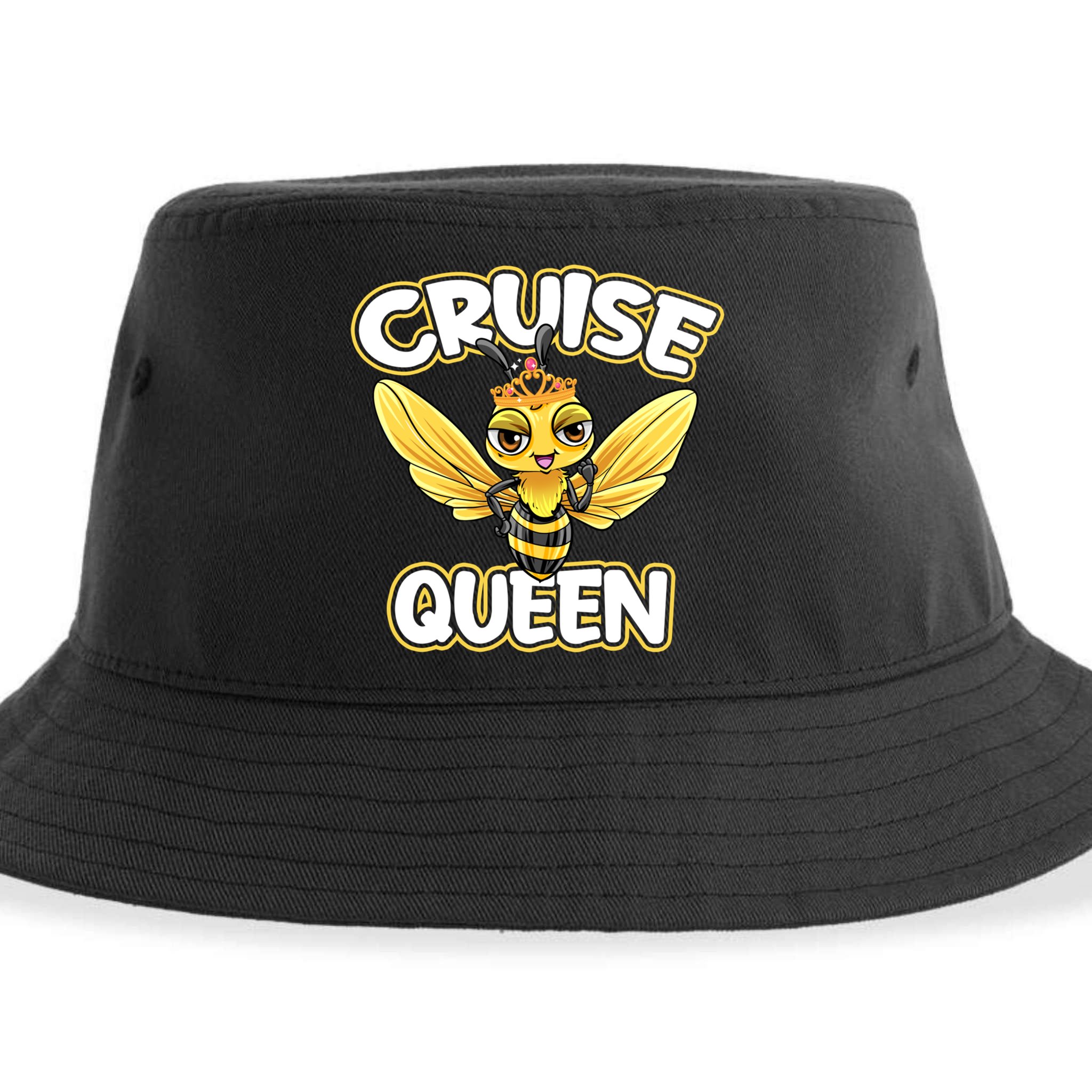 Cruise Queen Cruise Ship Cute Bee Design Beach Vacation Gift Sustainable Bucket Hat
