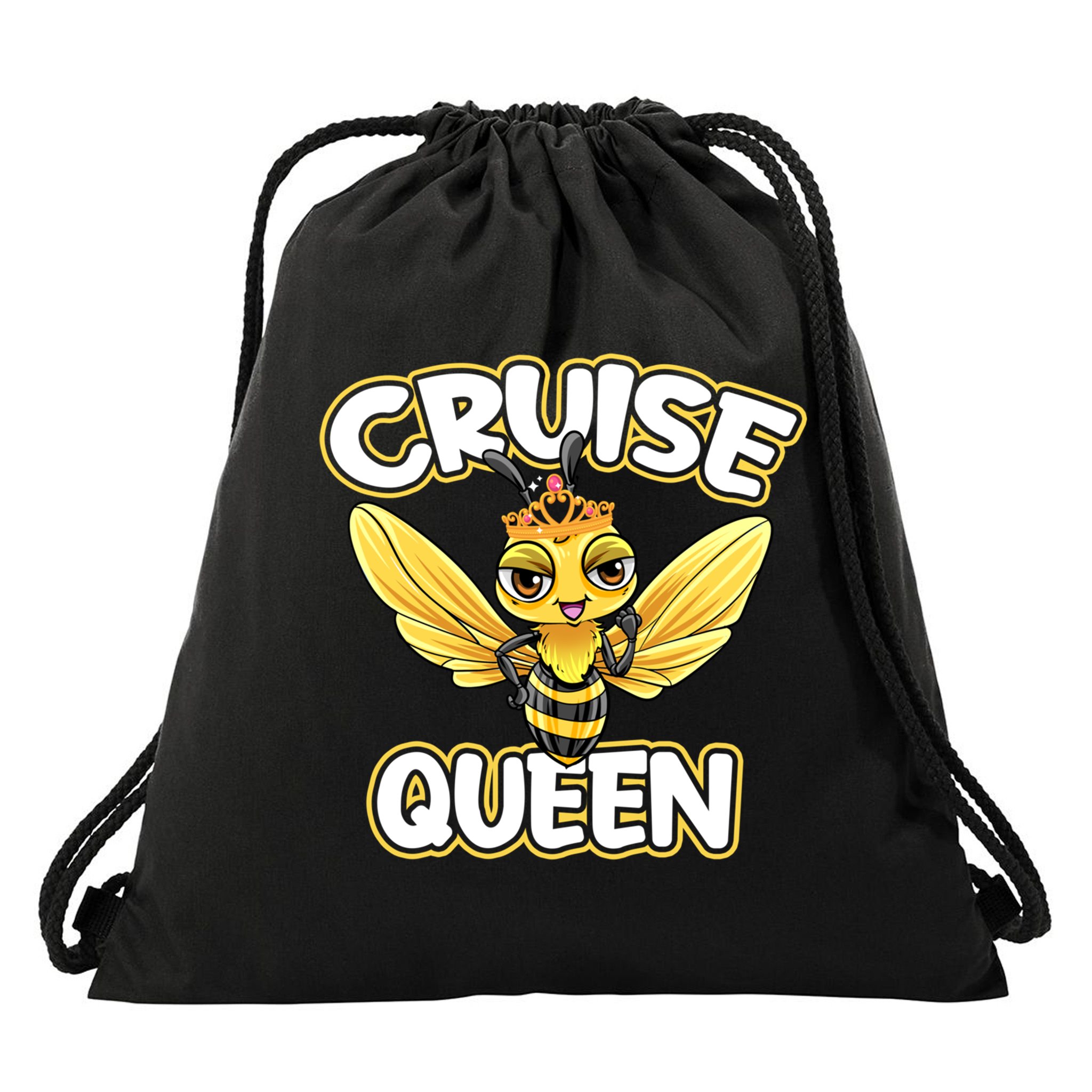 Cruise Queen Cruise Ship Cute Bee Design Beach Vacation Gift Drawstring Bag